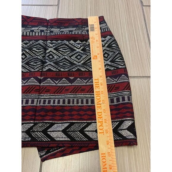 Express Aztec Southwest Wrap Tweed Mini Skirt Womens Sz 6 Stretch Gray Red nwt - Picture 4 of 11